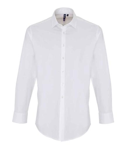 Premier Long Sleeve Stretch Fit Poplin Shirt - WHI - XS